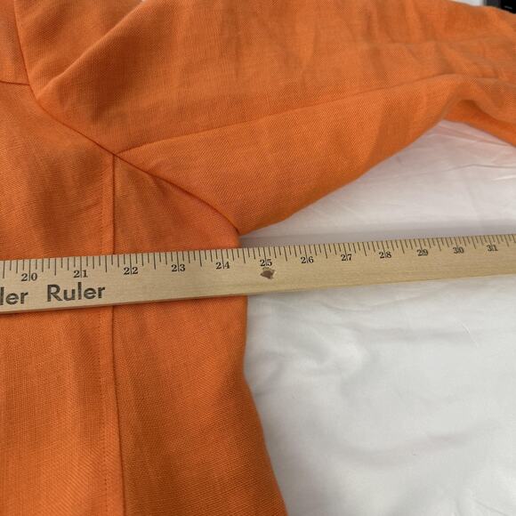Talbots Jacket Womens 18W Petite Orange Irish Linen Lined Button Front Blazer - Picture 6 of 7